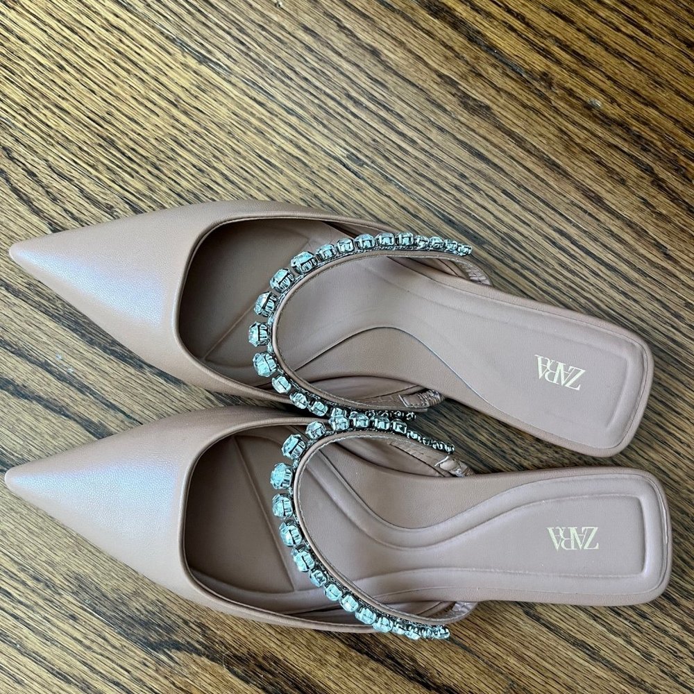 Zara rhinestone slingback flats - size 38 - worn once